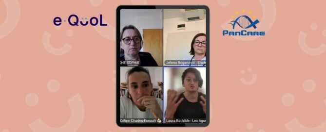 Speakers Sophie Laroche, Jelena Roganovic, Marie-Celine Chades-Esnault, and Laura Bathilde discussing survivor rights during the CAYACS at Risk webinar.
