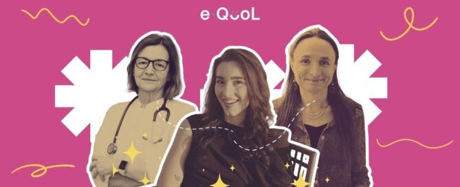 Collage featuring professor Jelena Roganovic, Erin Rupčić and doctor Charlotte Demoor-Goldschmidt illustrating their dialogue within the “Healing in Two Voices” series.