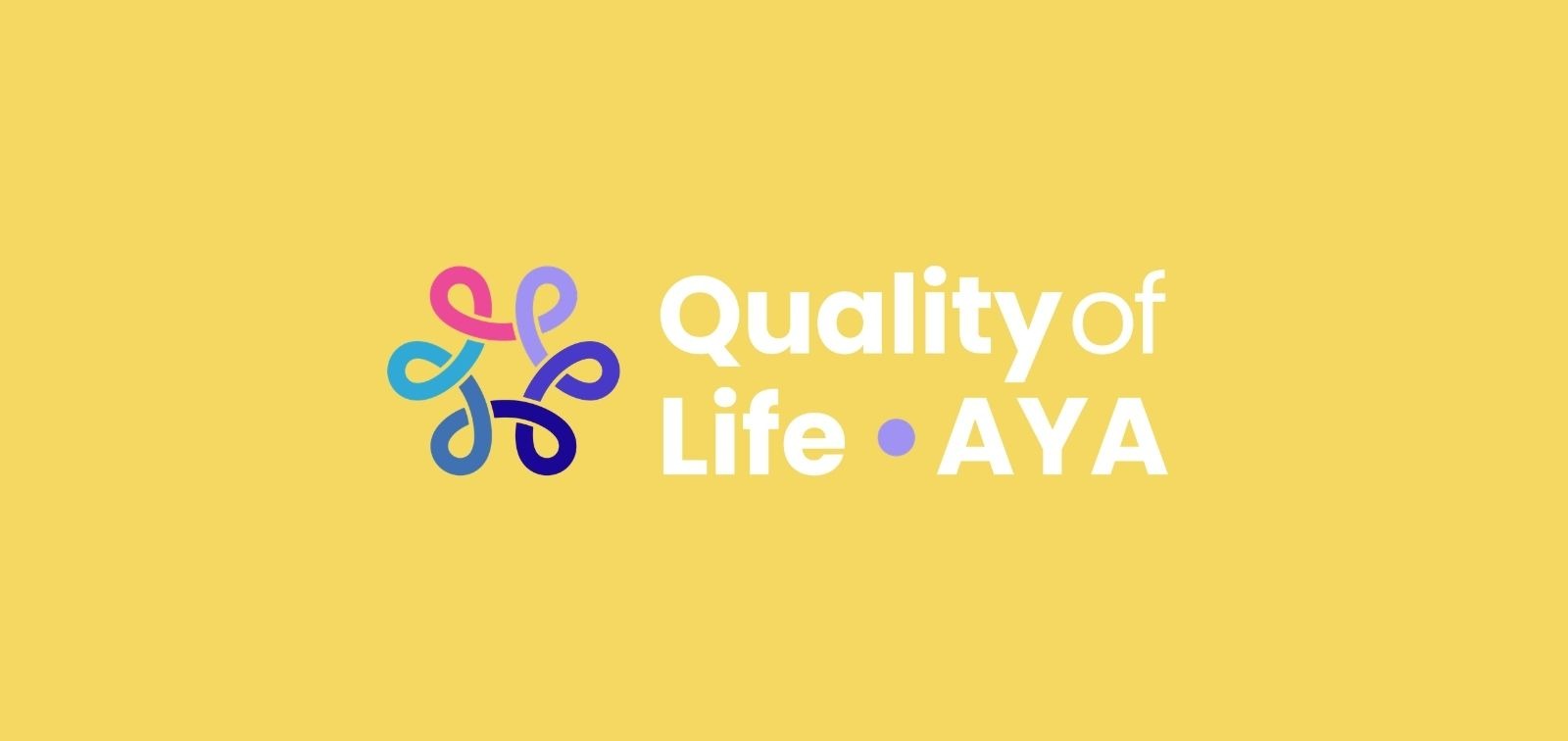 Quality of Life AYA cluster logo. The design features six interconnected ribbons forming a continuous circle, each representing an equal partner, symbolising unity, shared responsibility and collaboration. The circular form reflects continuity, long-term support and life beyond cancer, highlighting survivorship as an ongoing journey supported by a connected network.